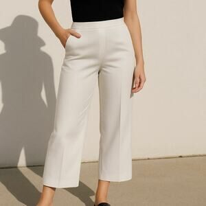 Vintage White Cropped Wide Leg Pants Women’s Size XL High Rise 90s Minimalist
